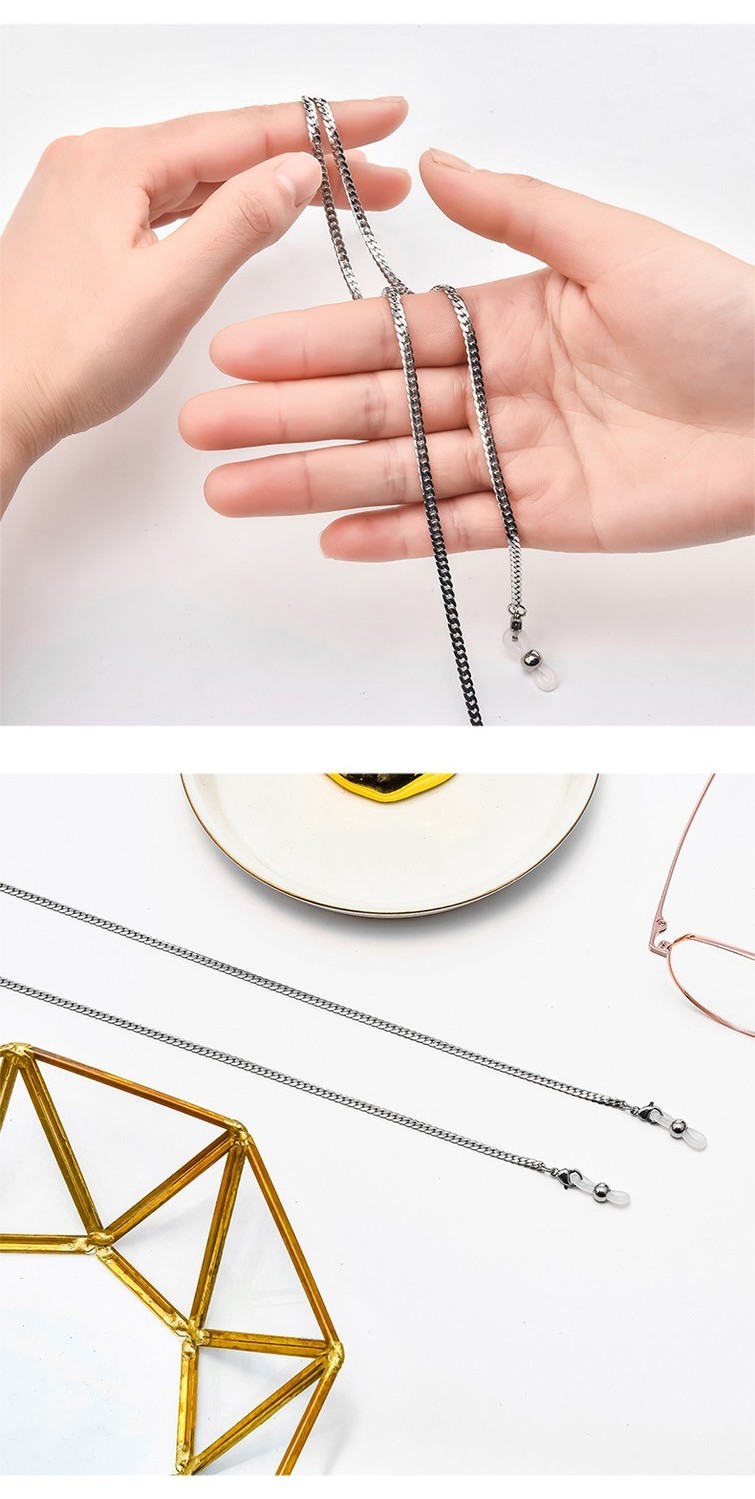 眼镜吊链钛钢眼镜链条挂脖女简约时尚复古太阳眼睛挂绳网红潮墨镜链子