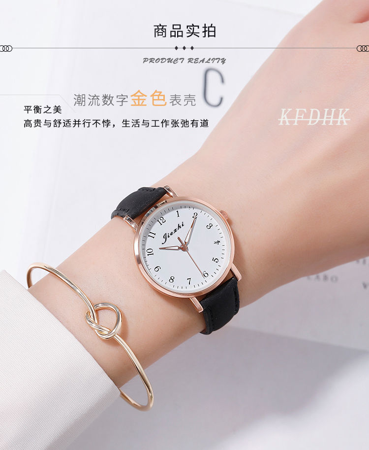 ins手表女学生韩版简约时尚潮流复古少女心学院风防水夜光表银壳黑黑