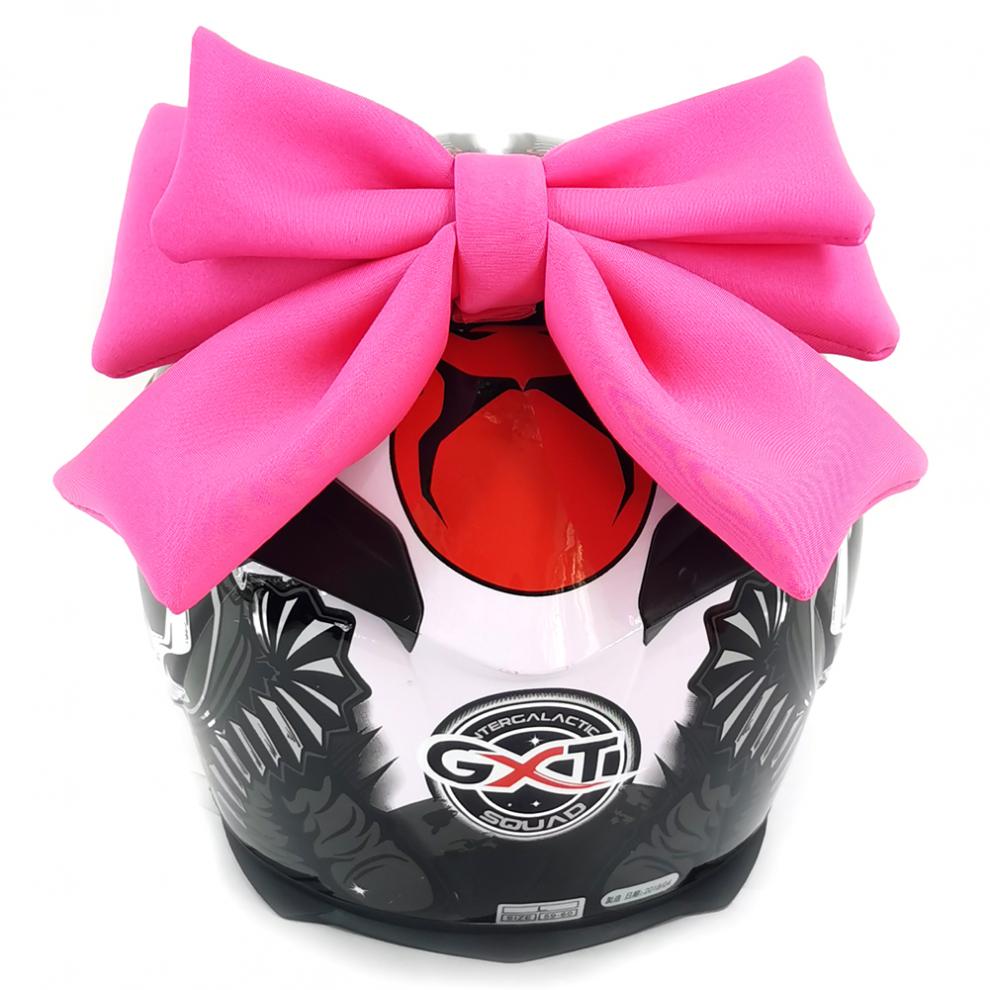 机车头盔女蝴蝶结 来梦学姐爆音少大装饰不要压弯摩托车辫子 红色双层