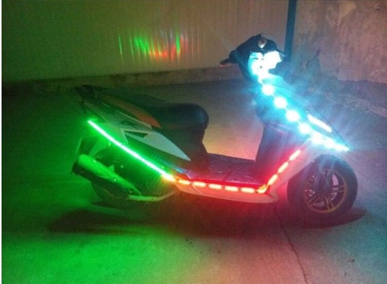 k享惠油鬼火彩灯爆闪灯七彩跑马灯改装12vled摩托车灯条鬼火改装变色