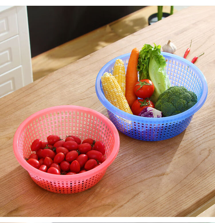 盆水果菜筛厨房加厚沥水筛水果篮彩虹鸟混色颜色随机中号小号特小号