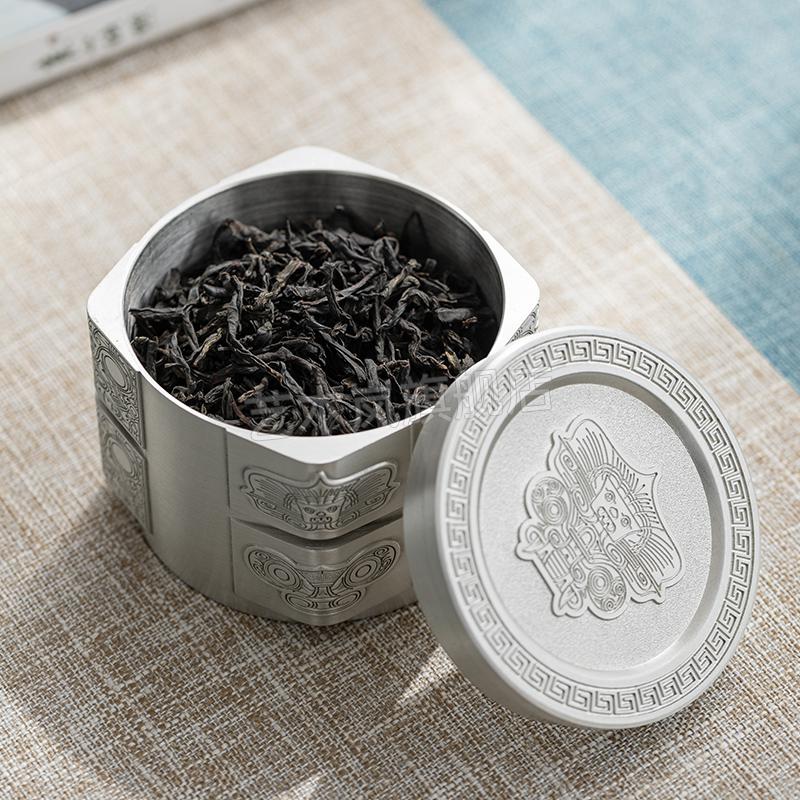 白茶纯锡茶叶罐德天锡罐茶叶罐便携纯锡茶罐小号迷你金属密封罐随身