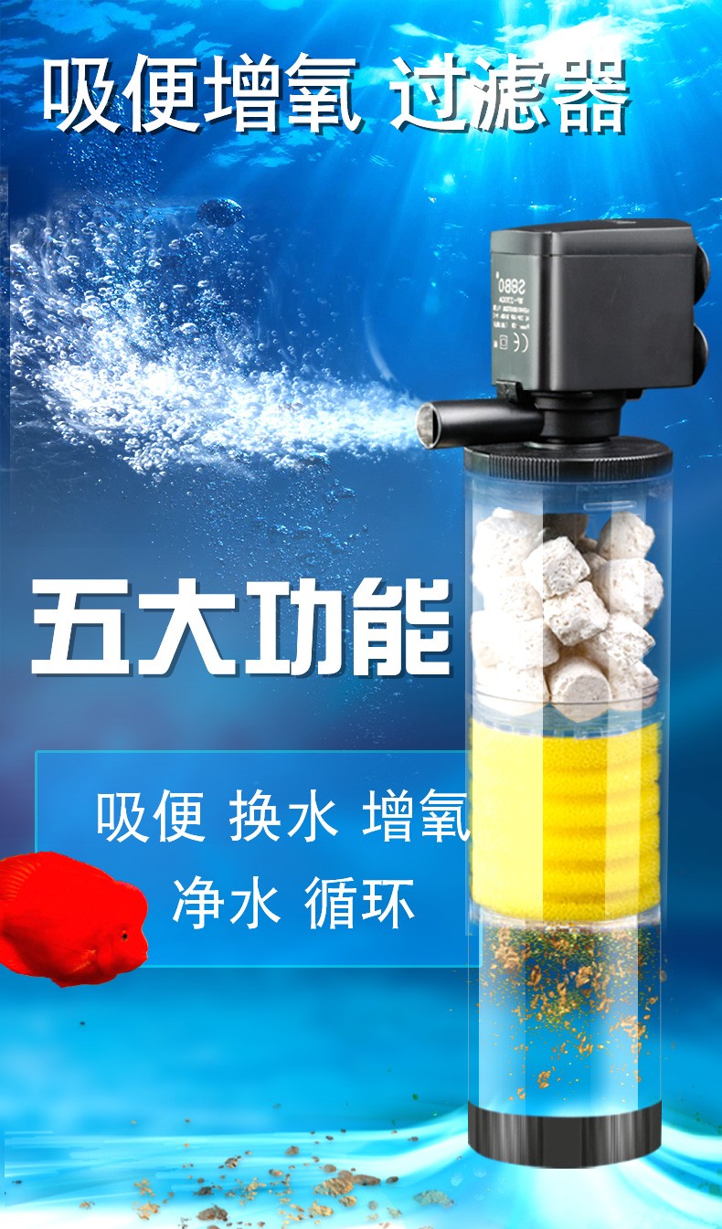 魚缸過濾整套養魚循環水三合一免換水淨水器小型過濾器增氧泵wj8迷你