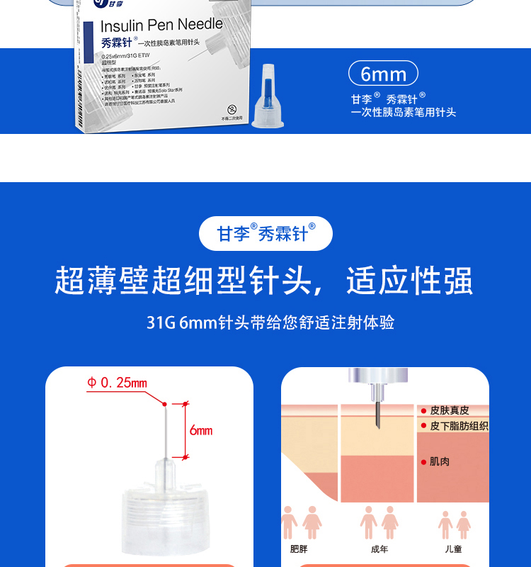 甘李 秀霖针 胰岛素针头 0.