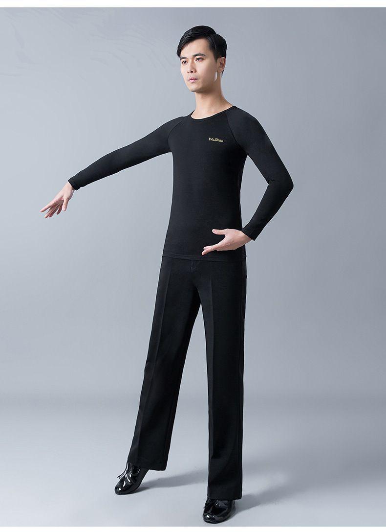 贝蒂涟怡拉丁舞裤男成人修身直筒黑色长裤交谊摩登国标舞蹈裤练功服装
