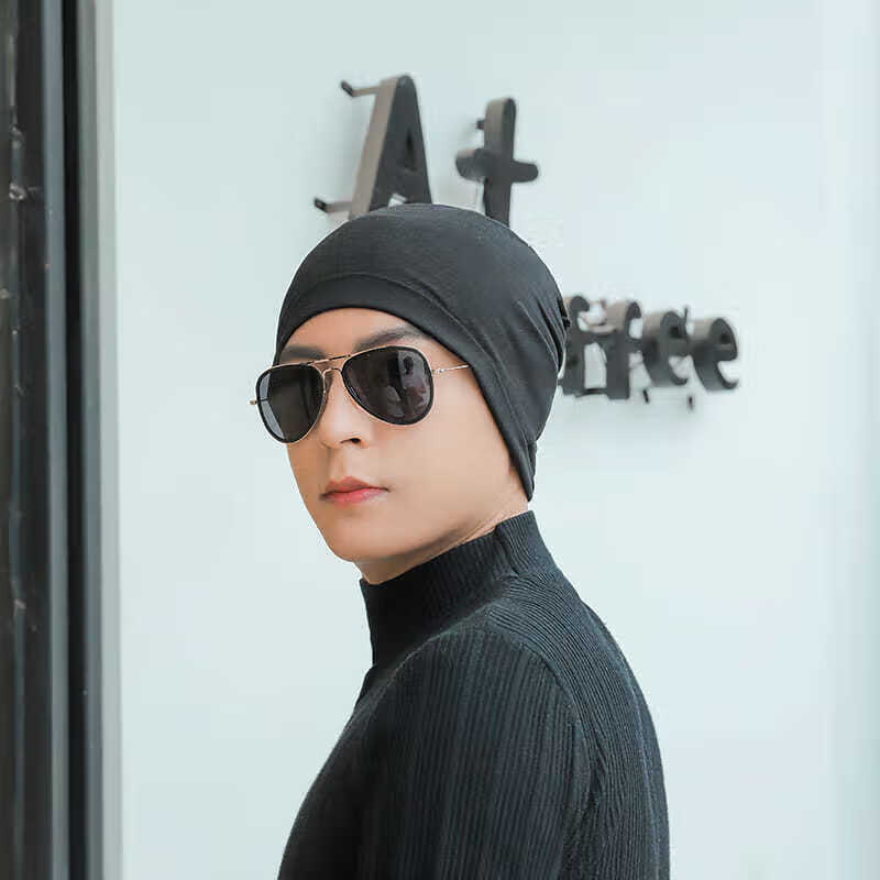 芭雅莲睡帽男夏薄款男士帽子无檐春秋冬天头巾帽子睡帽男韩版潮套头帽
