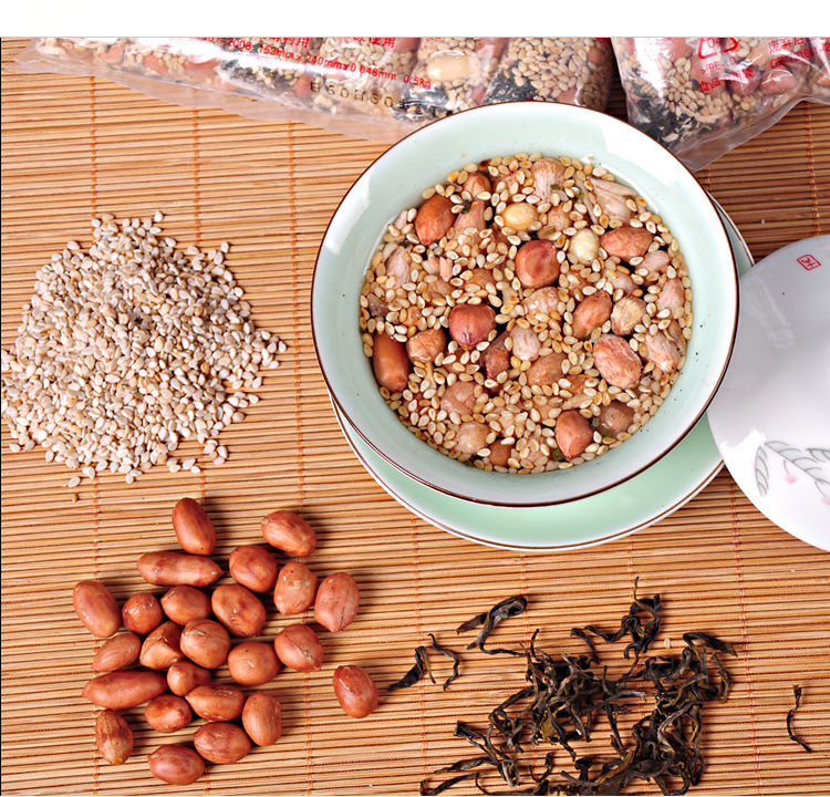 豆子芝麻茶湖南特产安化水井巷花生碗豆川豆芝麻茶姜盐茶260克花生
