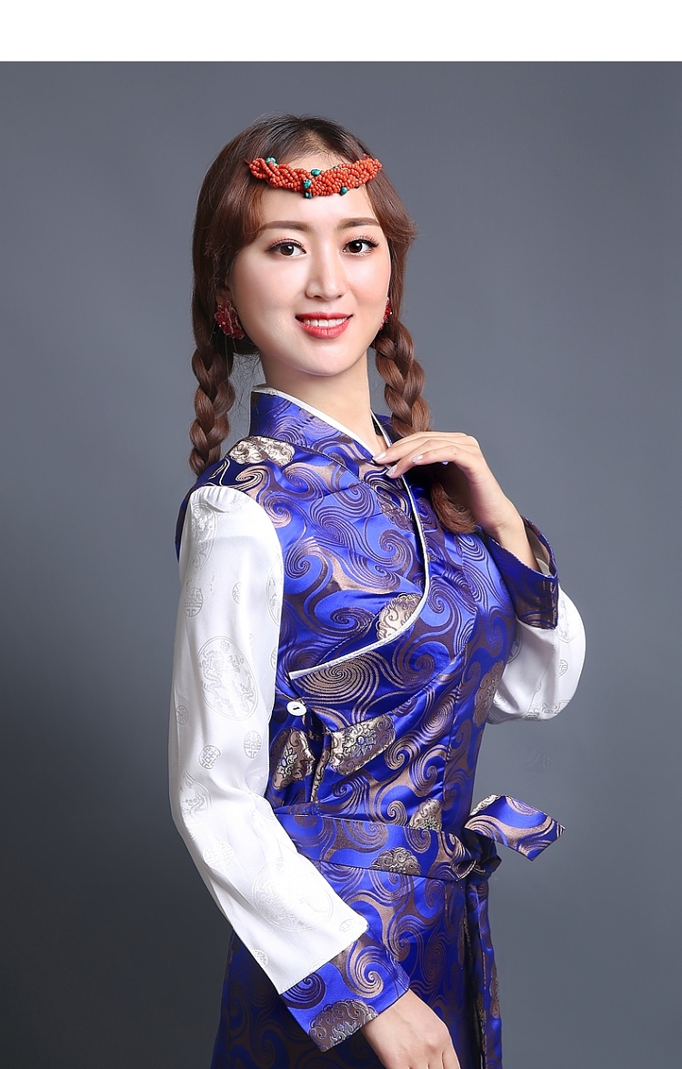 藏服女装2021新款女西藏服装 藏装女拉萨服安多博拉长袖锦缎藏服西藏
