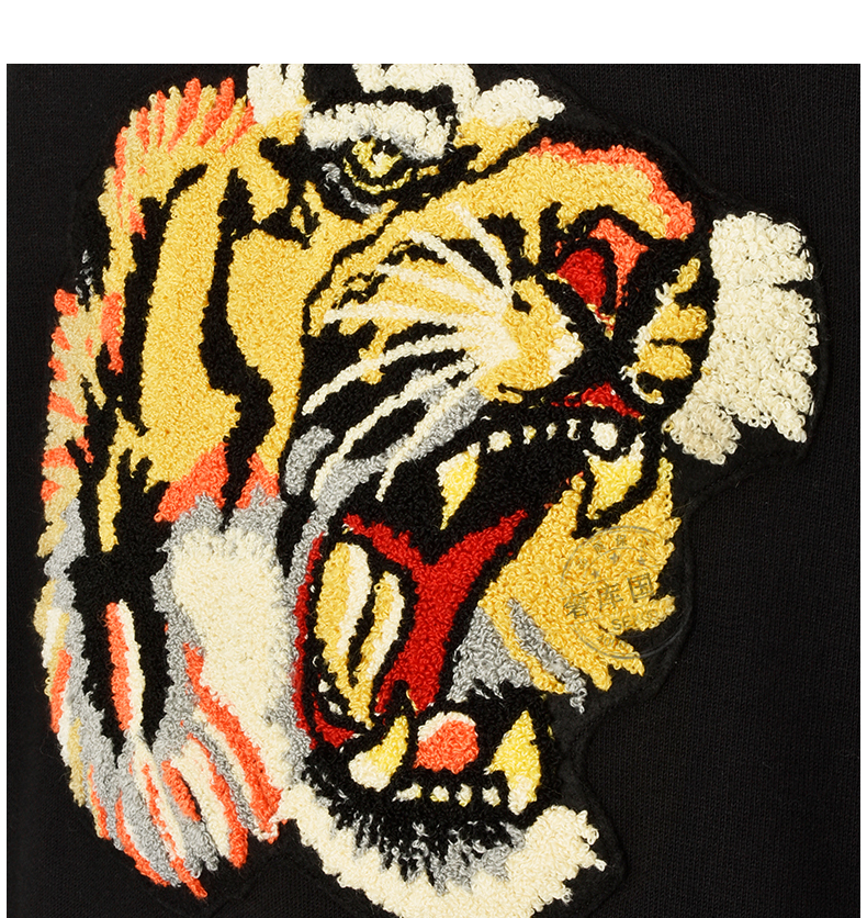 gucci古驰男款印花虎头刺绣连帽卫衣454585预售代购黑色m