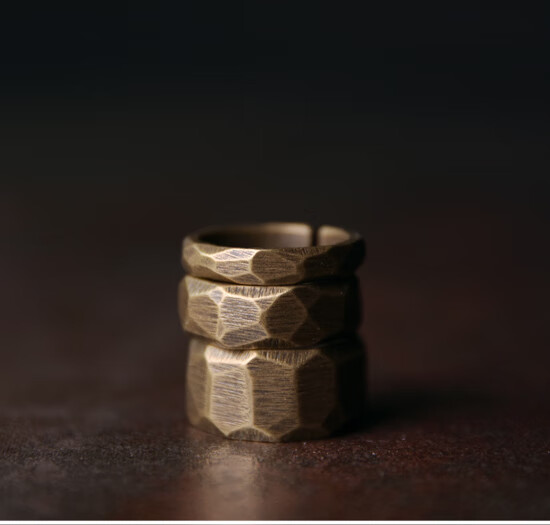 博皓定制手工古铜饰品女 欧美简约几何大戒指男 街舞复古潮人 男码