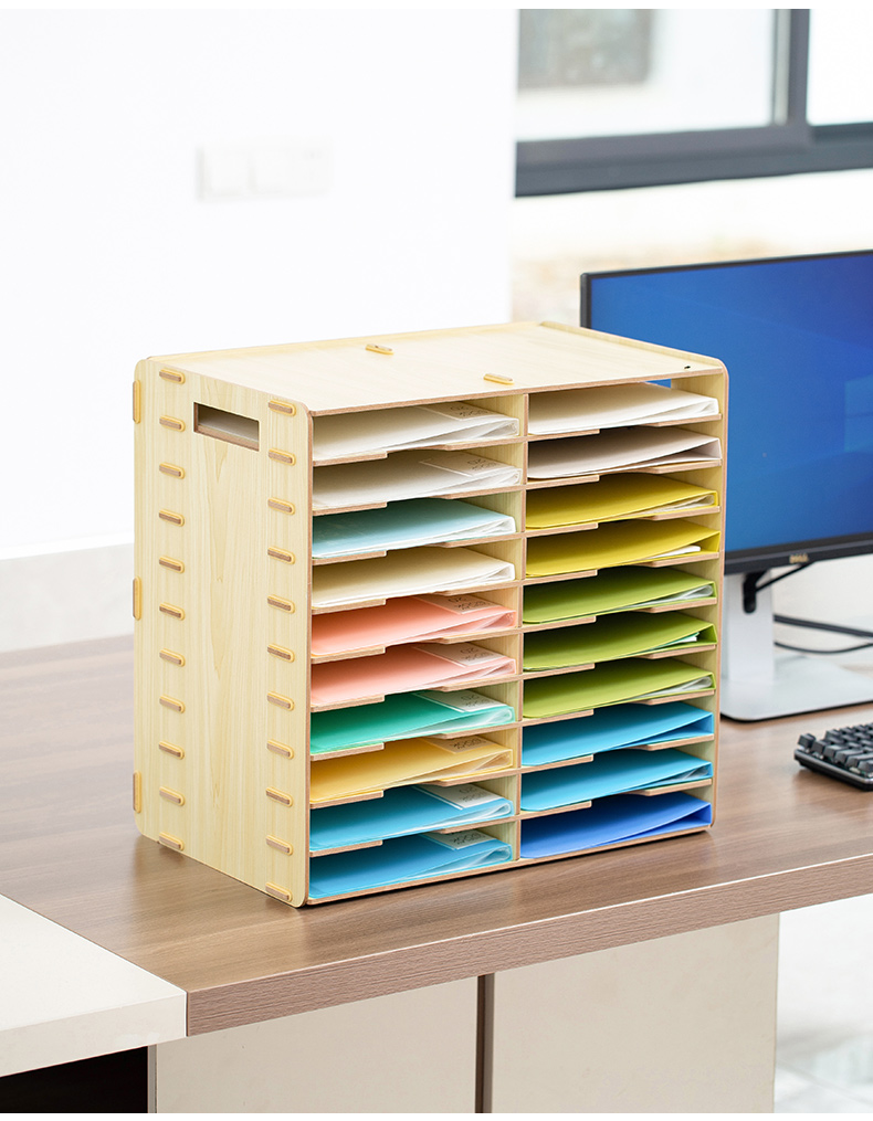 文件收纳架整理置物架文件架资料架多层a4档案袋桌面大容量木质档案