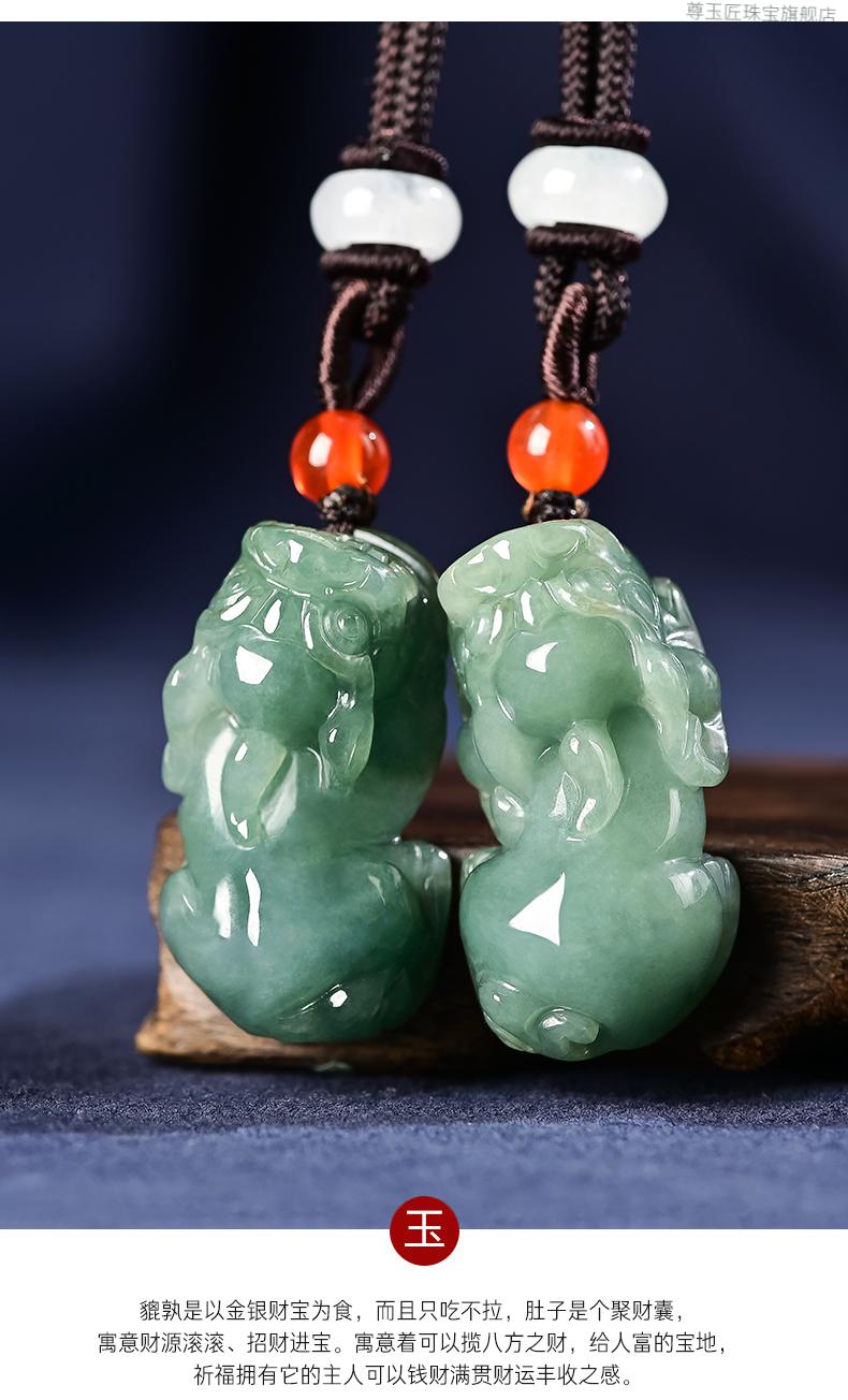 然a货翡翠颈饰男女款玉貔貅挂件项链玉石玉坠 油青