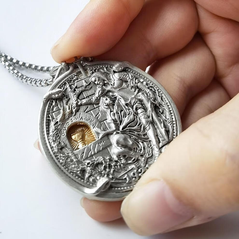 可动机关1921圣杯流浪币骑士拔剑机关硬币仿古镀银铜币复古金色机关币