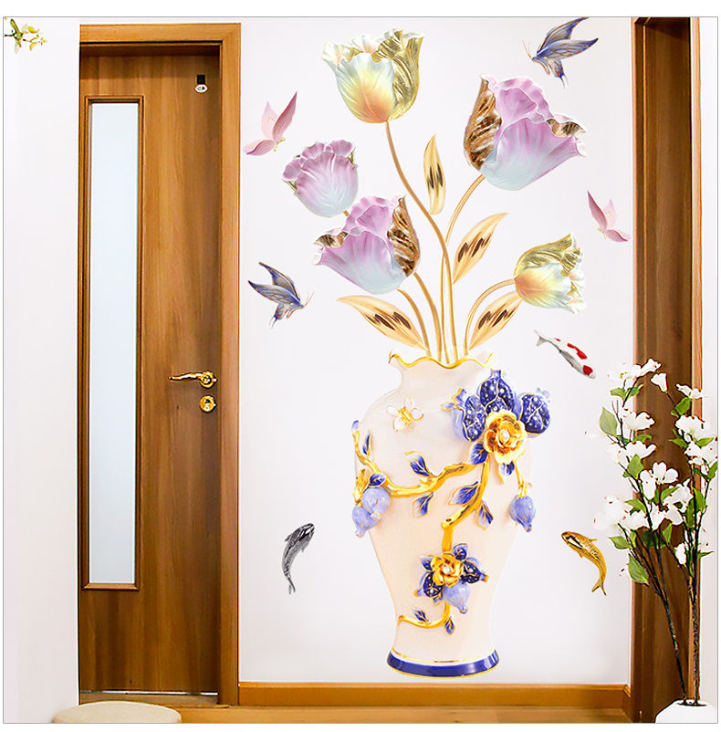金小悠花瓶墙贴3d立体贴纸玄关客厅卧室墙面装饰墙贴墙纸墙壁贴花自粘