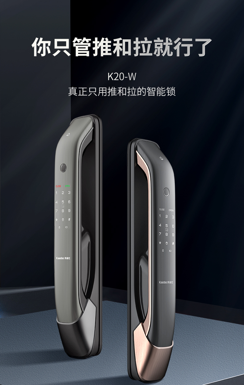 凯迪仕kaadas指纹锁智能锁家用防盗门锁电子密码锁k20wwifi连接太空