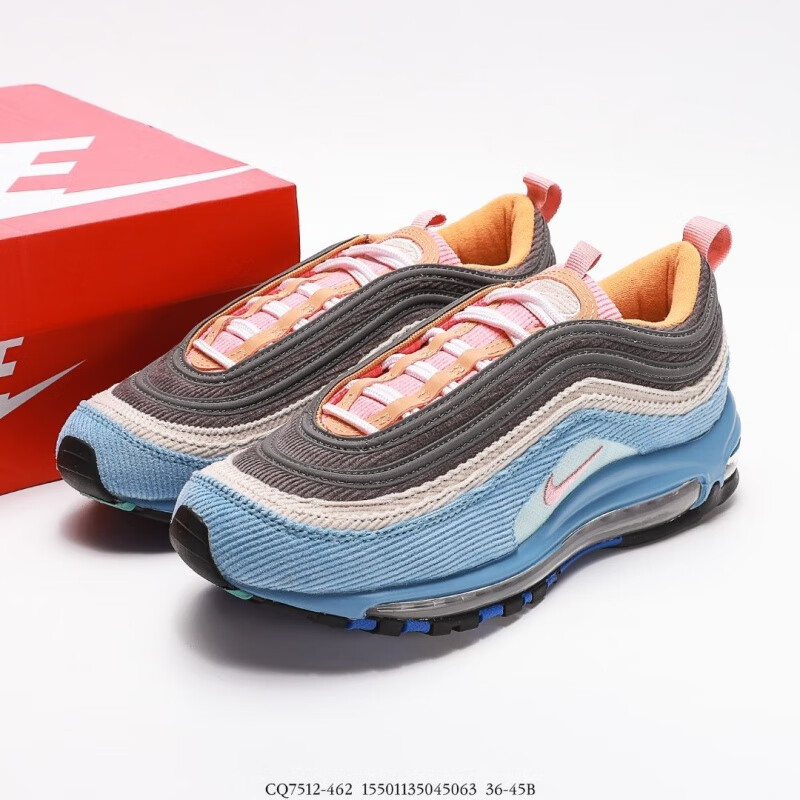 纯原彩虹全掌air max 97撒旦弹步鞋男女鞋气垫运动鞋休闲双鱼兔运动