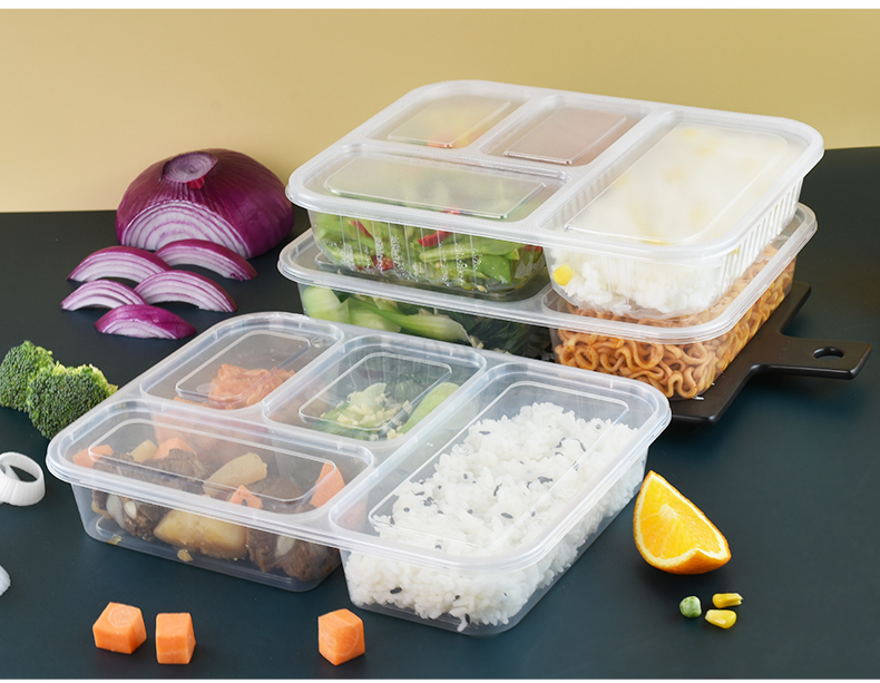 外卖打包盒一次性饭盒大容量超大一次性餐盒分格四格五格快餐盒 吸塑