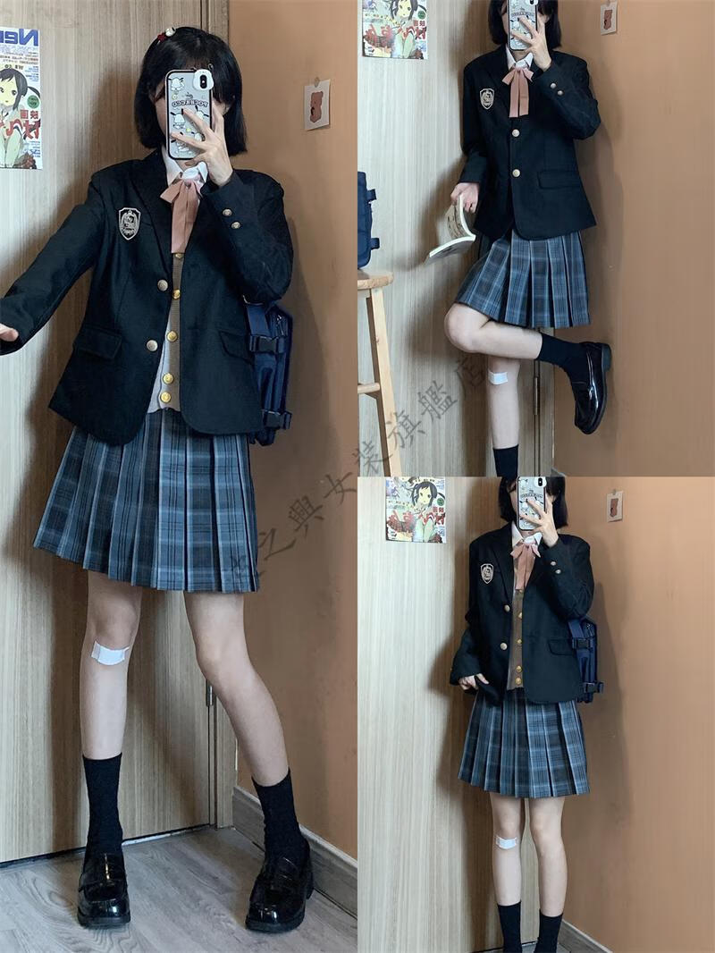 【秋上新】小田町jk原创设计西装格裙毛衣背心刺绣衬衫全套制服秋冬jk