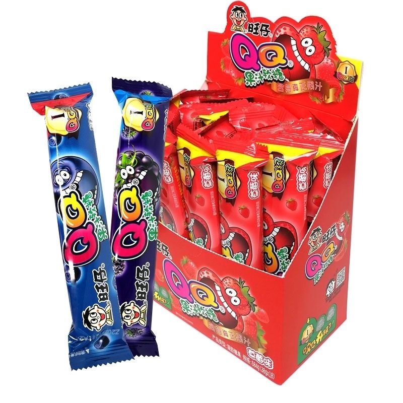 黑妞果汁软糖38g旺仔qq果汁软糖橡皮糖纯果汁蓝莓黑莓子糖果蓝莓味38g