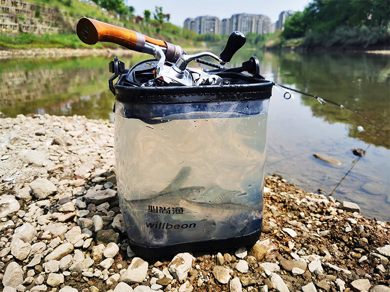 fsydfhb桶透明透明活鱼打水钓鱼养鱼桶加厚底耐磨折叠水桶侧包款可挂