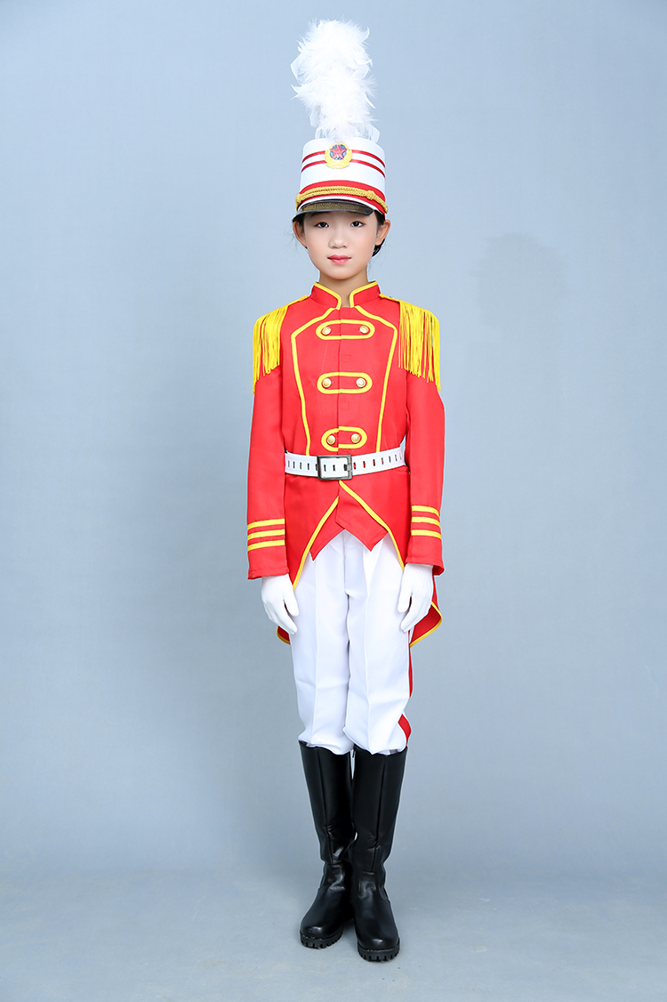 中小学生鼓乐队服儿童仪仗队管乐队服少先队鼓号服色蓝高帽无鞋180cm