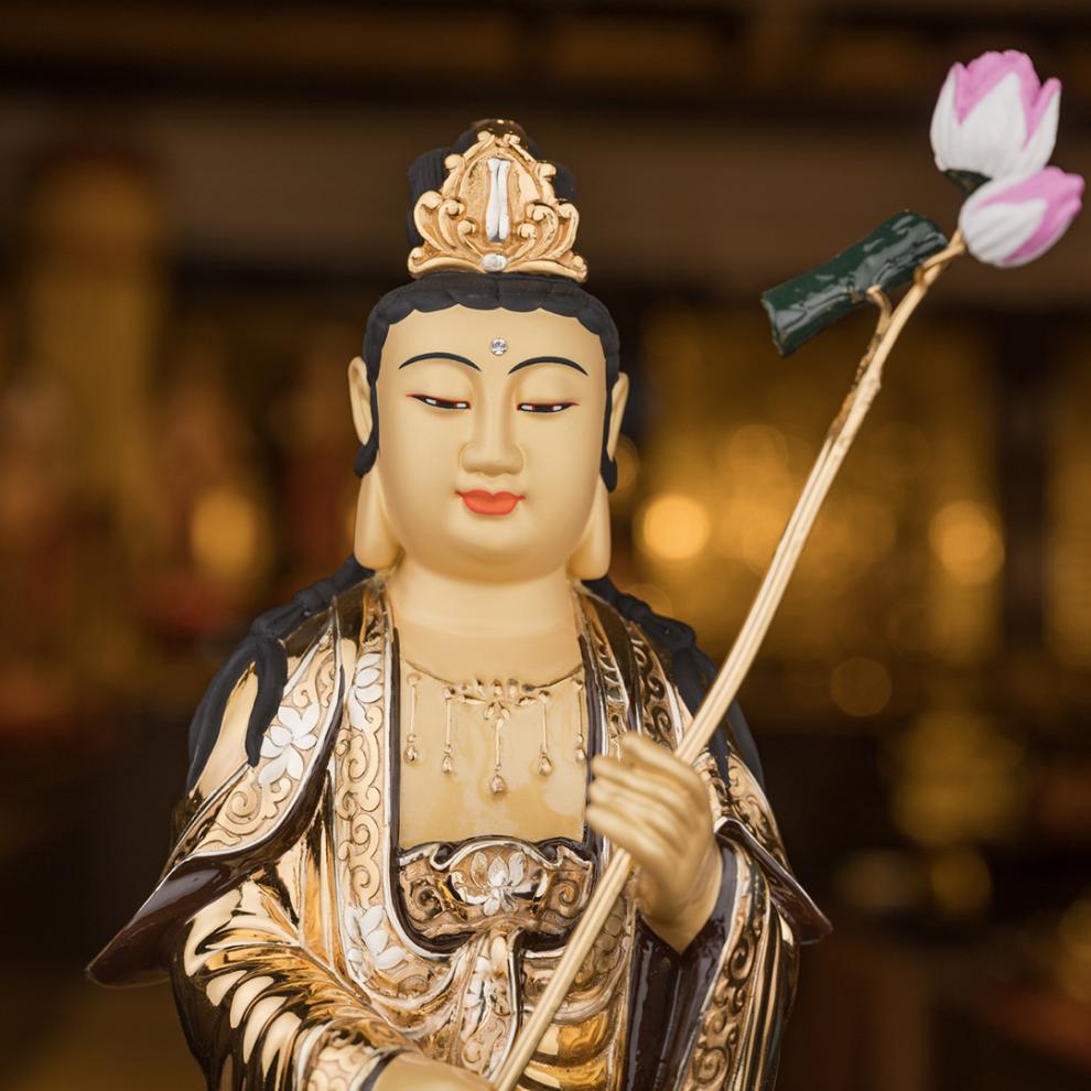 别颖台湾纯铜西方三圣铜像观世音菩萨佛像家居风水摆件阿弥陀佛大势至