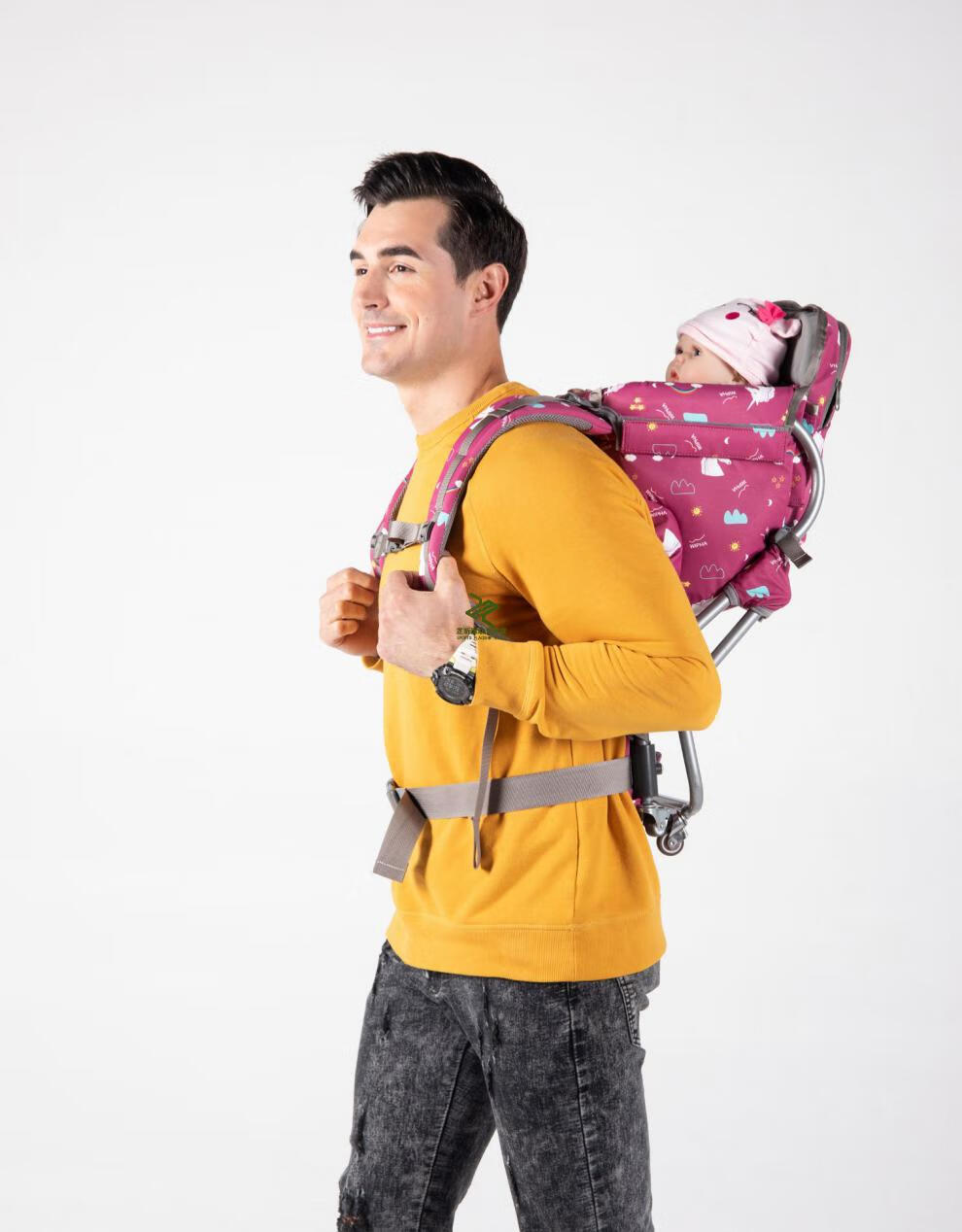 宝宝肩驮背架 妈妈背婴儿折叠座椅摇摇车超轻双肩后背式出门多功能
