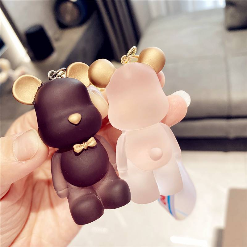 七夕情侣钥匙扣 透明水晶小熊钥匙扣女精致ins风个性创意情侣钥匙链