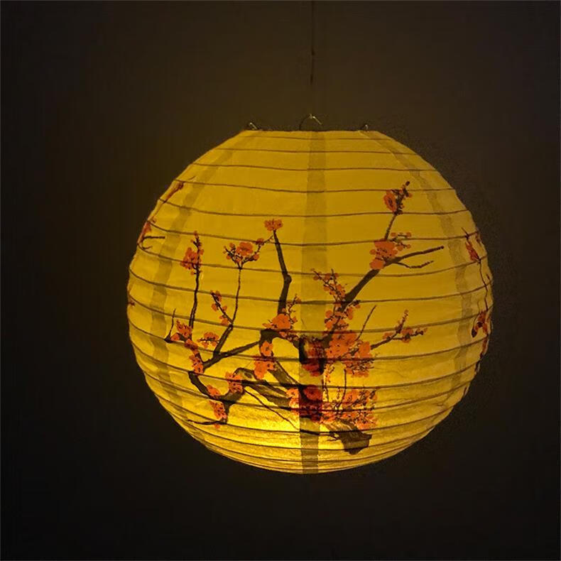 中秋灯笼diy挂饰春节福字纸灯笼古风商场装饰汉服元宵节手提花灯 红梅