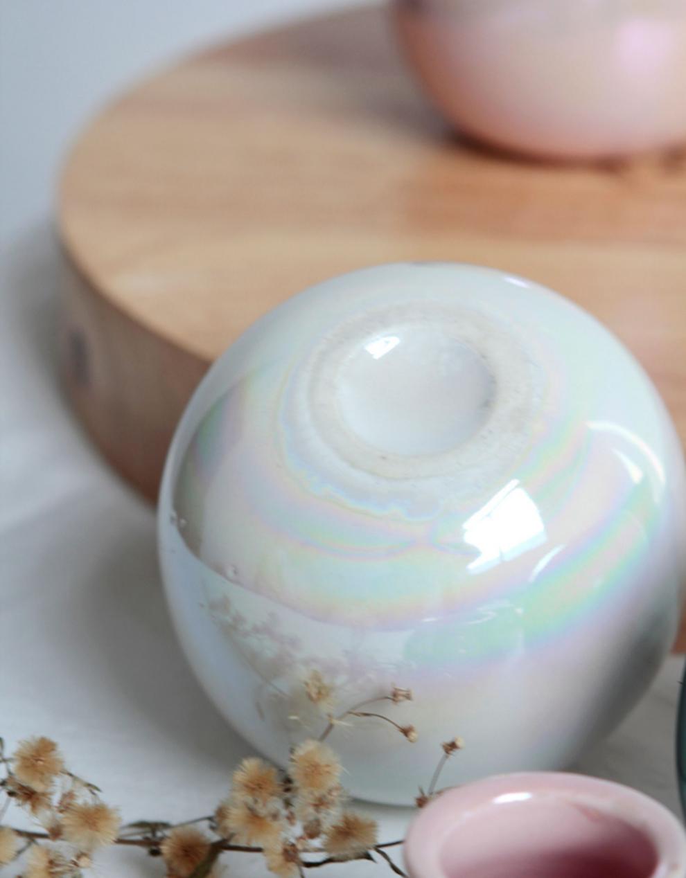 陶瓷花瓶圆形 如珍珠般的光多色珠光质感圆形桌面摆放陶瓷小花瓶 大号