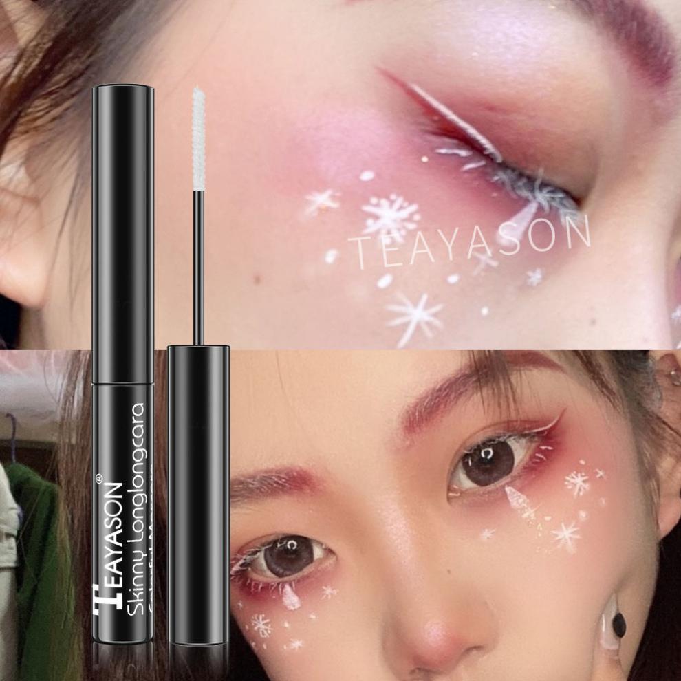 碎钻石闪耀睫毛雨衣定型彩色睫毛膏防水拉长不晕染防汗细刷头白色08雾