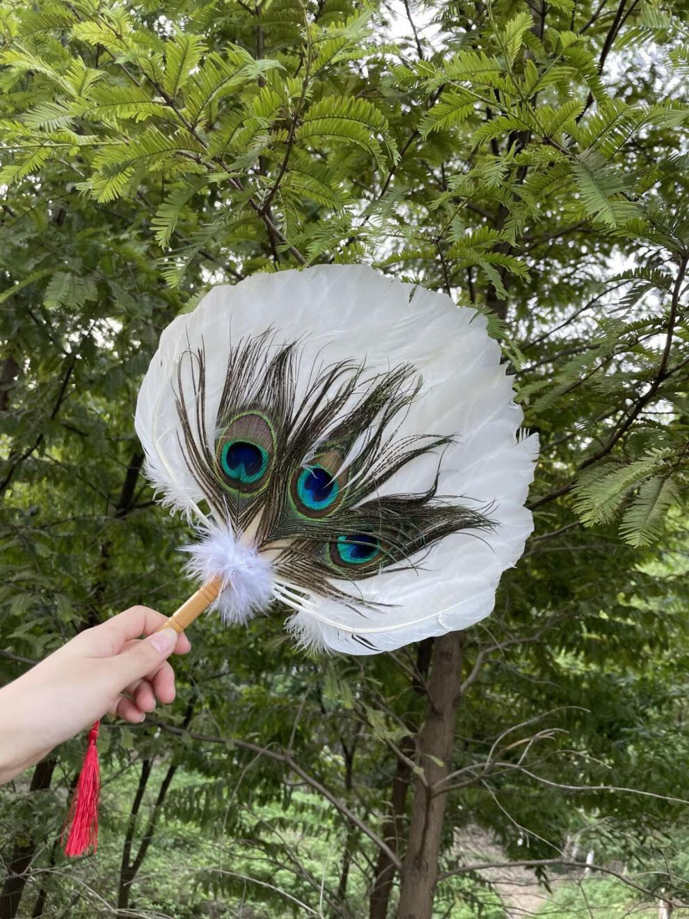 鹅毛扇孔明扇诸葛亮羽毛扇子三层羽扇工艺扇端午礼品扇子精品诸葛亮扇