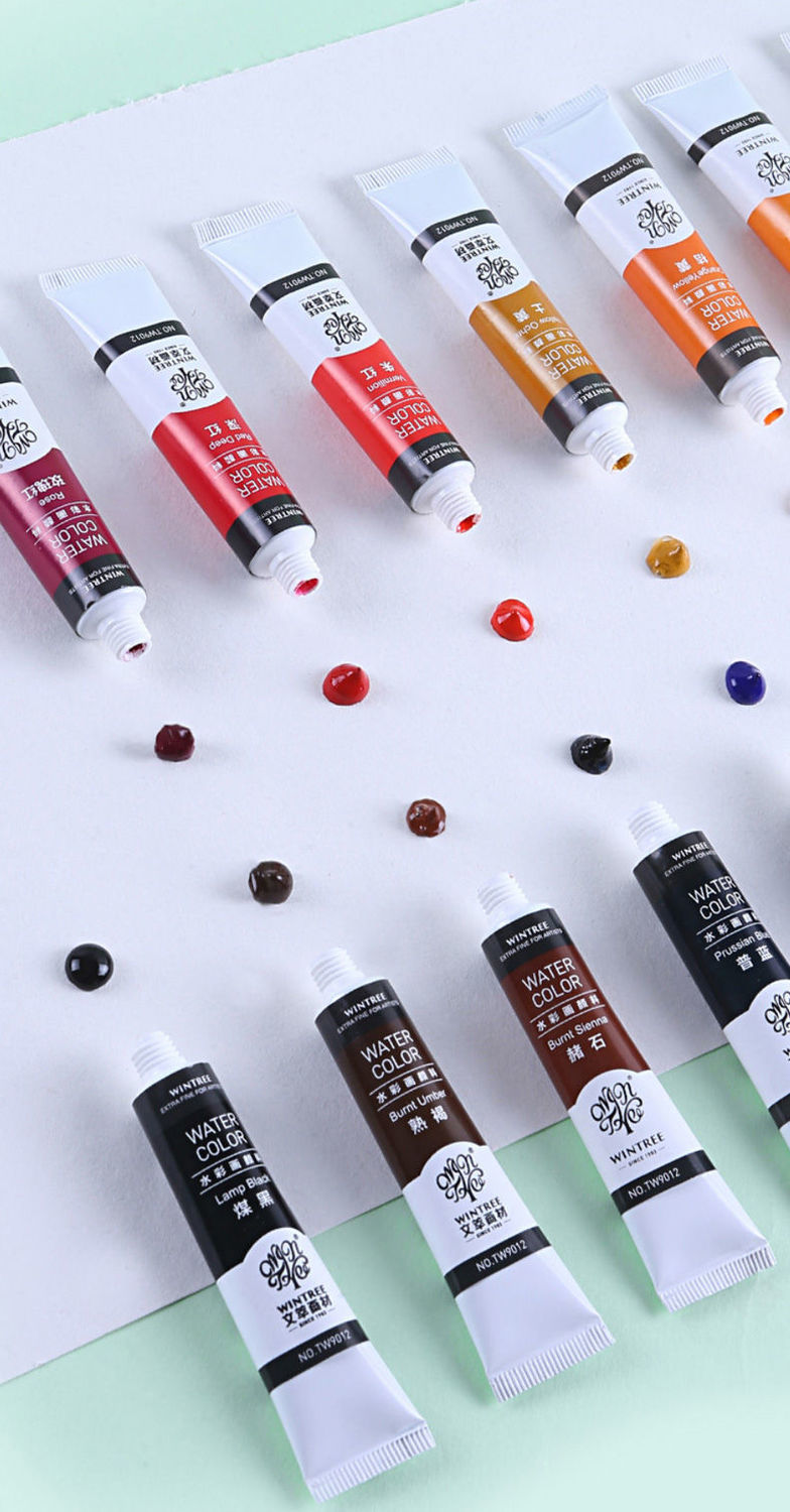 精选水粉颜料可水洗套装2412色12ml学生用美术画画初学者旭泽升级配