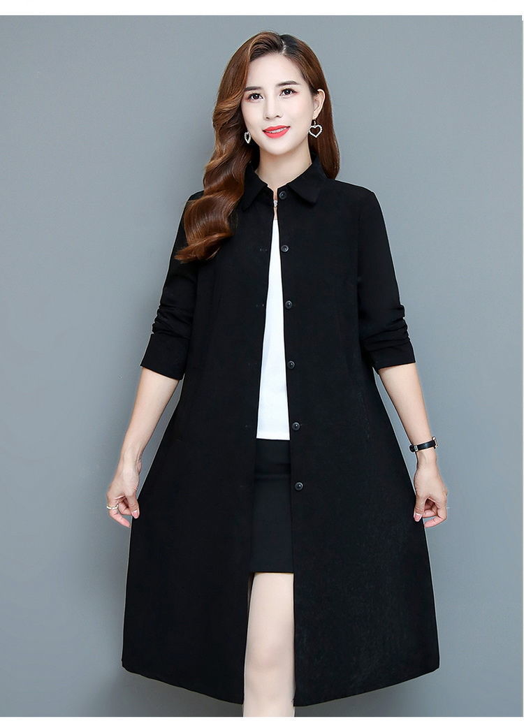 风衣外套女薄风衣秋风衣外套女装长袖上衣中年妈妈装时尚简约薄款宽松