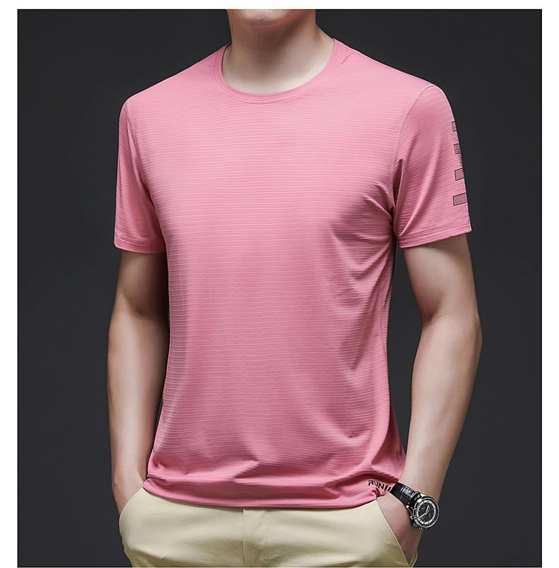 新款冰丝短袖t恤男运动健身t恤打底衫速干衣男父亲节衣服 湖水蓝 2xl