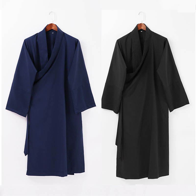 道教用品道士服道袍道服盘扣长短褂上衣裤子藏青色套装春秋款薄款道士
