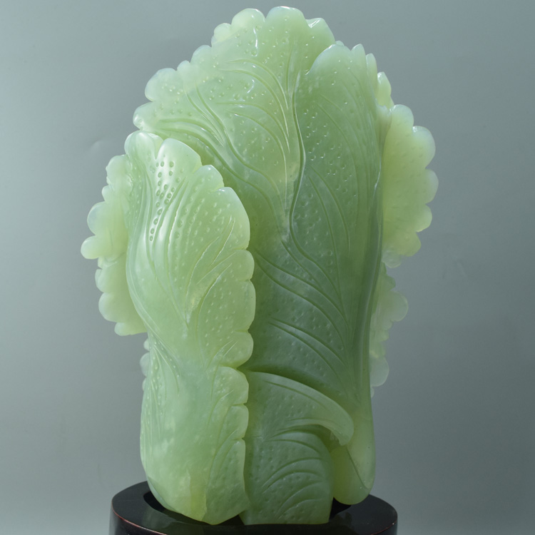 岫玉摆件岫玉精品白菜摆件辽宁岫岩玉石摆件原石摆件白菜雕件11号