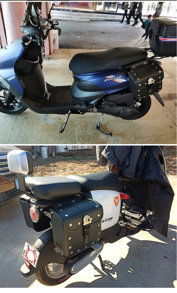 踏板车摩托车小牛/爱玛电动车边包侧边挂包皮革马鞍包工具包防水 141