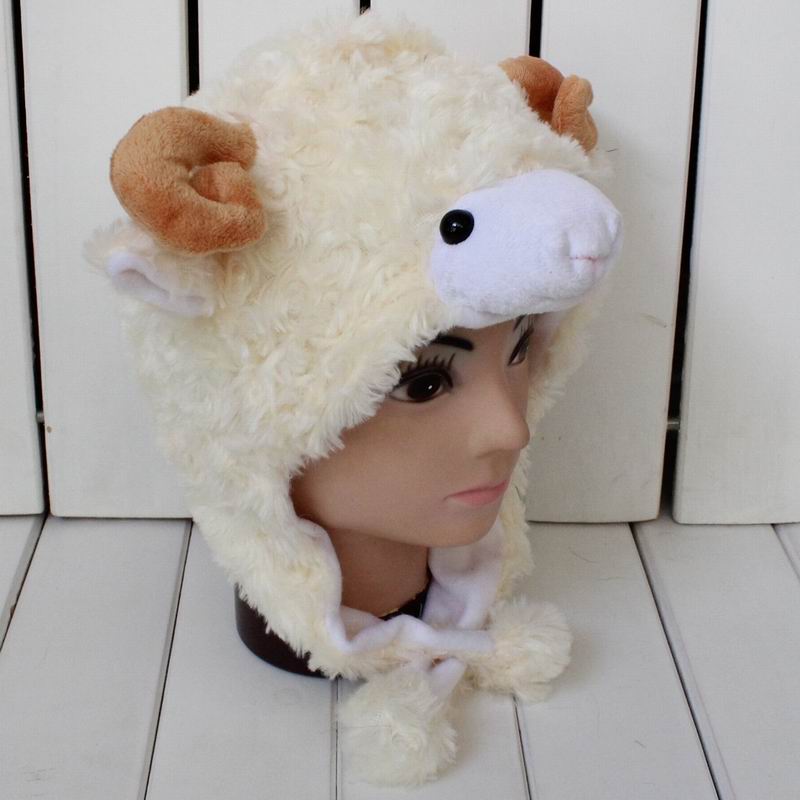 2022新款 美羊羊帽子卡通羊头套头饰成人表演道具毛绒帽喜羊羊舞台
