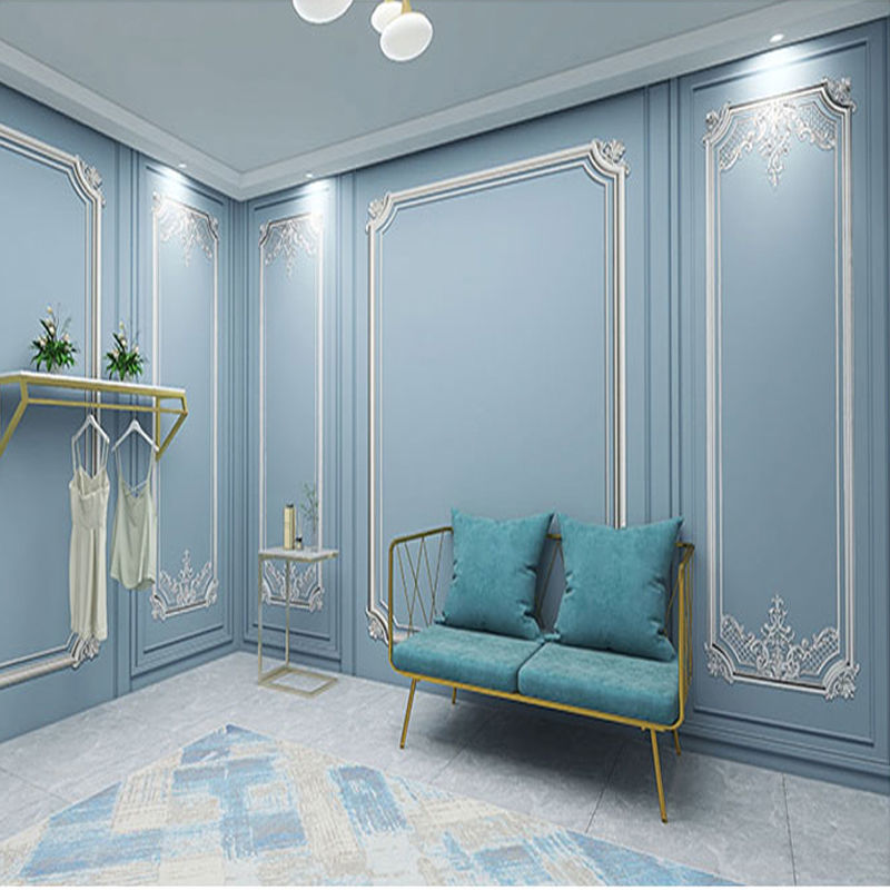 ins网红主播直播间背景墙纸抖音服装店装饰壁纸墙布3d石膏线轻奢六一