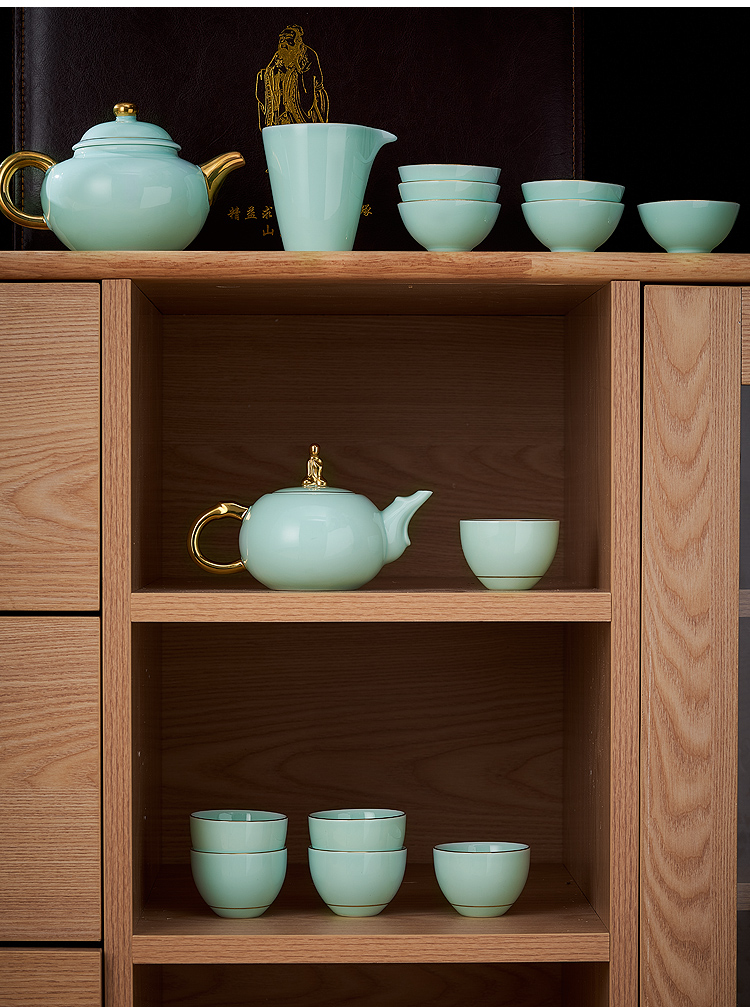 【速发】鲁青瓷茶具淄博陶瓷功夫茶具套装鲁青瓷茶壶茶杯办公室会客