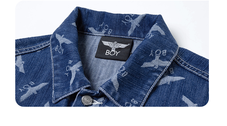 boylondon官网2021秋冬新品哥特字母印花宽松夹克外套男女t31606 蓝色