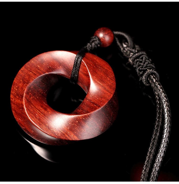 御大师莫比乌斯环吊坠印度小叶紫檀木木质木头吊坠项链木制挂件男女清