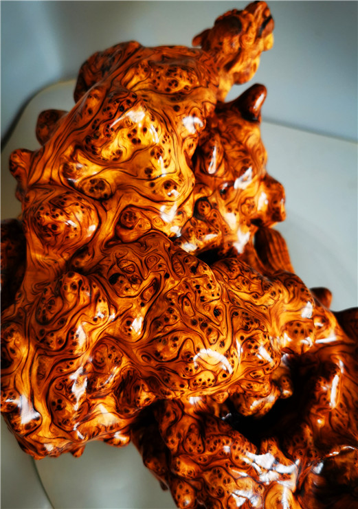 一北太行崖柏手把件瘤花把件陈化虎皮纹随形手把件毛料练手小料藕色a