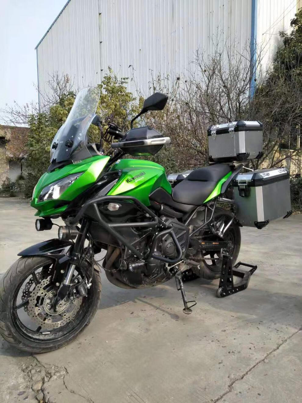 適配於摩托車kawasaki川崎異獸versys650邊箱改裝鋁合金三箱黑色貼花