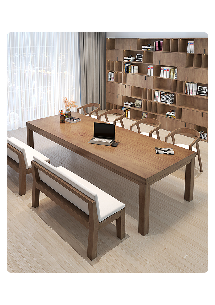 桃汀芸桌子新款客厅大实木书桌休闲区阅读桌桌椅组合多人学习桌办公桌