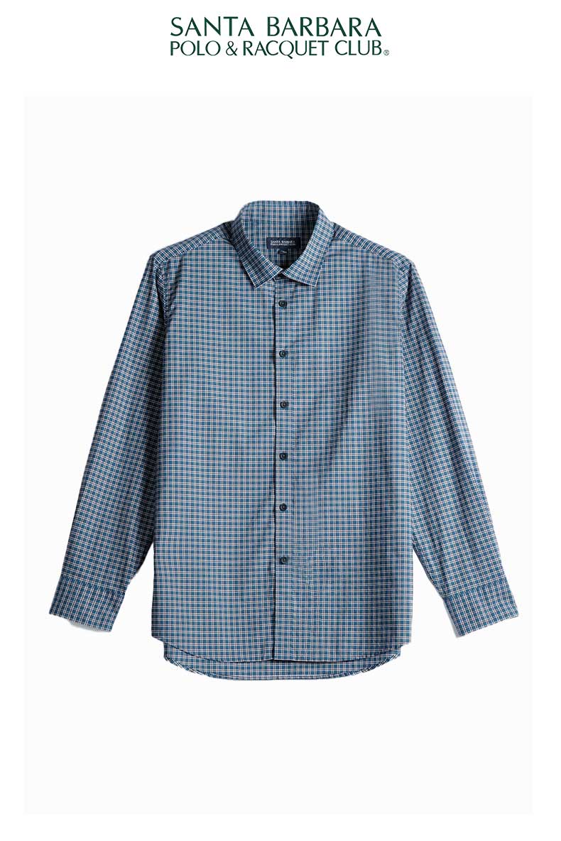 圣大保罗春秋季男士商务休闲合身版长袖衬衫纯棉小格子舒适衬衣男 p5