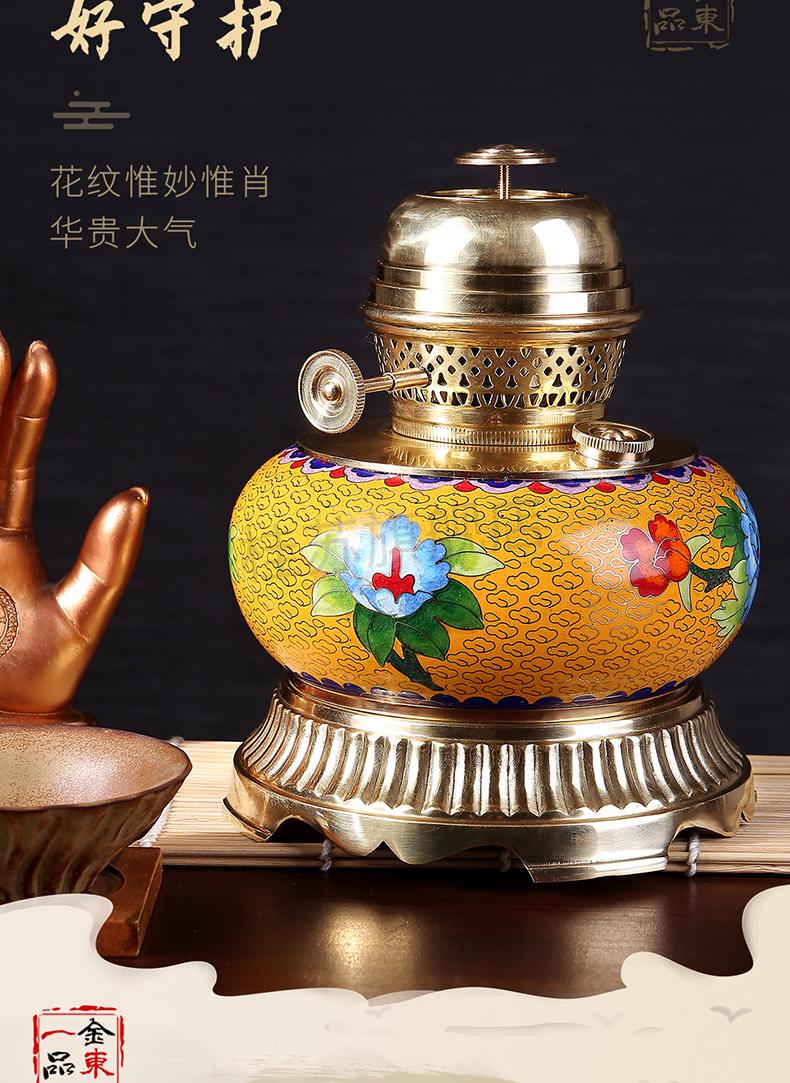 金灶潮汕功夫茶具套装景泰蓝煤油灯空气灯纯铜潮汕中式茶具养生烧水煮