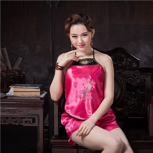 2件套肚兜 平角裤成人肚兜女士肚兜大人肚兜内衣睡衣古典绣花肚兜 大
