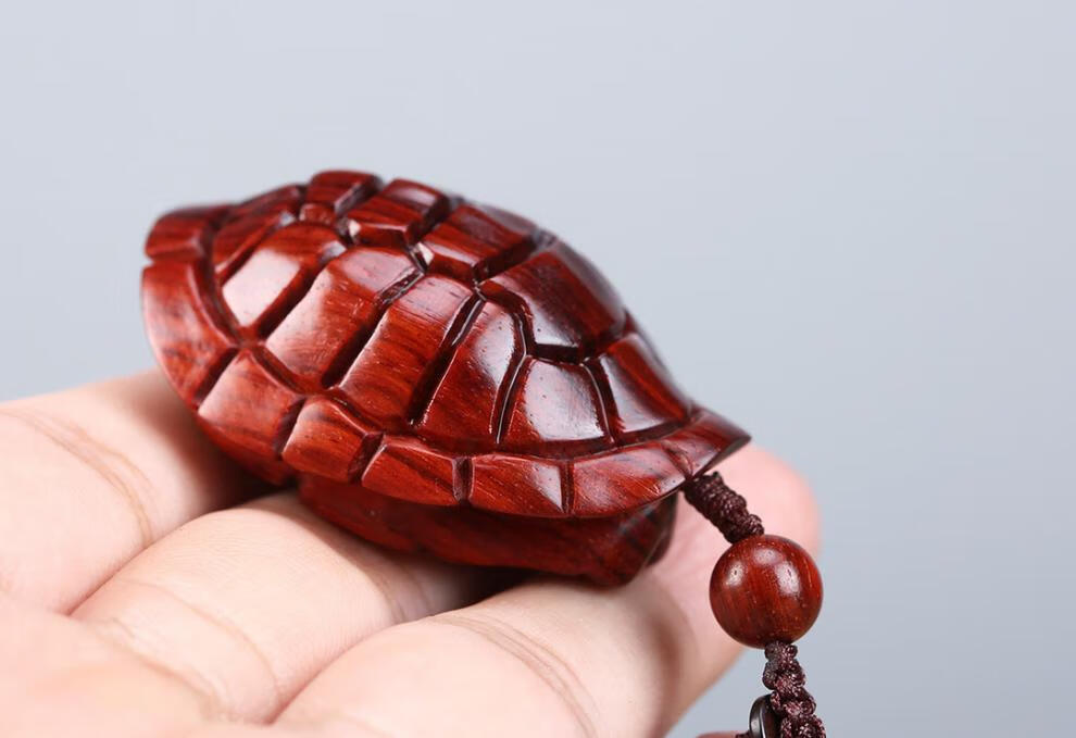 贵鸿 印度小叶紫檀 富甲一方 复古国风手工雕刻龟甲手把件 文玩吊坠